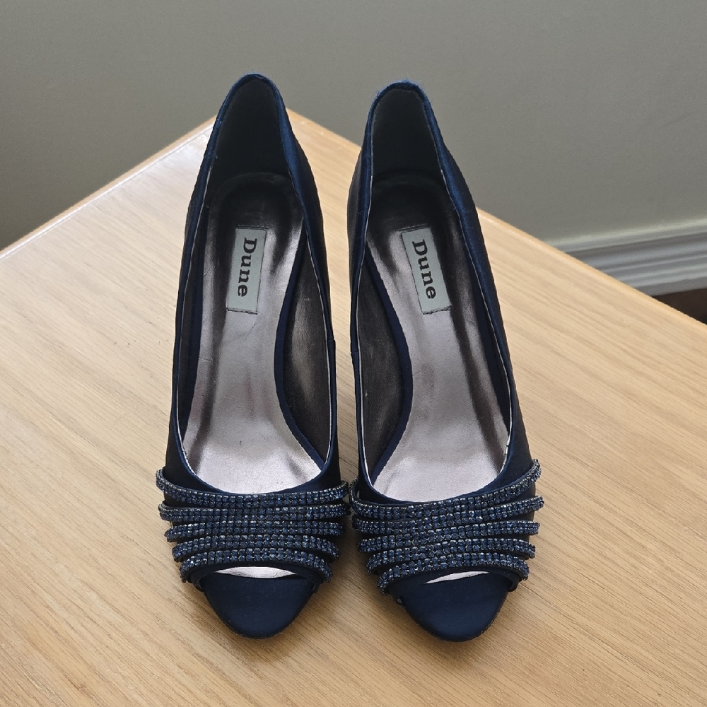 Dune Navy Peep Toe Heels